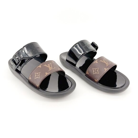 Louis Vuitton Sunbath Flat Mules EU 40 US 10 LV Monogram Black Slide Sandal - Picture 1 of 13